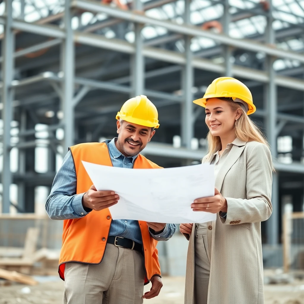 Ingenieros revisando planos